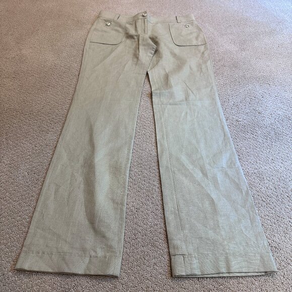 D&G Dolce & Gabbana Pants Linen Blend Cuff Patch Pocket Tan Sz 46 IT/10 US NWOT - Picture 1 of 14